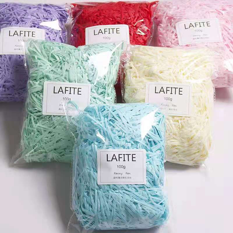 Raffia filler, colorful festive gift box, shredded paper, straw material, wedding candy box, fruit exquisite box, item number 5, light pink, 500g per pound