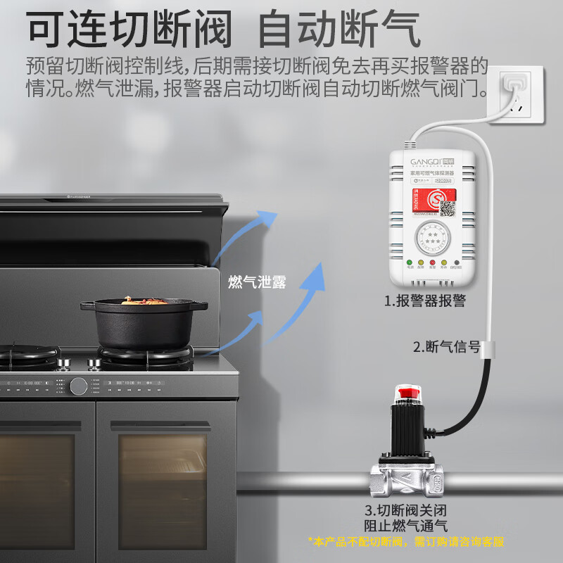 Gangqi JT-YJ-607B gas alarm 3C certified new national standard natural gas alarm household commercial kitchen pipeline liquefied natural gas gas combustible gas leakage induction detection alarm