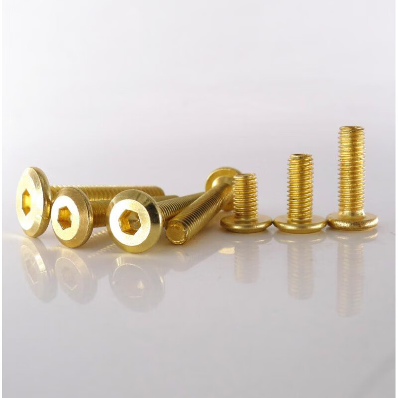Ni Zhier iron copper-plated bolts, imitation gold-plated screws, beveled inner hexagonal M6M8 furniture screws, large flat head screws 6*30 inner hexagonal (100 pieces)