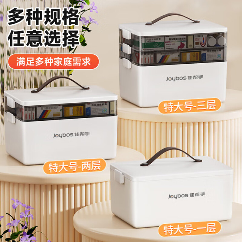 Jia helper medicine box household large medicine box multi-functional medicine storage box medical box white 2 layers