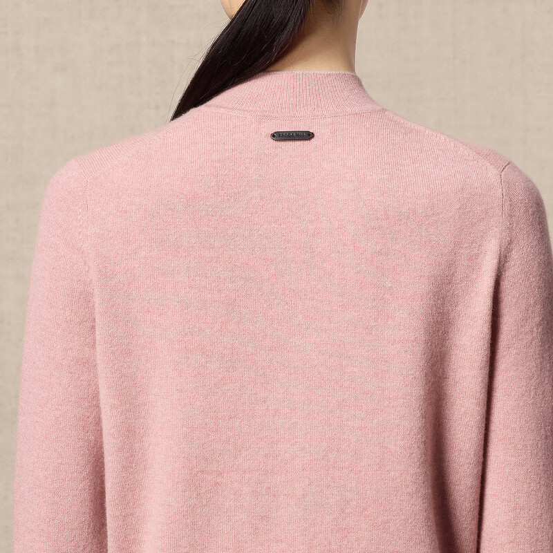 Ordos 1980 Autumn and Winter pure cashmere half turtleneck casual top for women simple textured cashmere sweater Pollen-25 L 165/88A