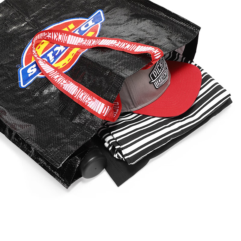 Dickies casual shoulder shopping bag woven bag portable snakeskin bag large capacity storage foldable environmentally friendly bag black