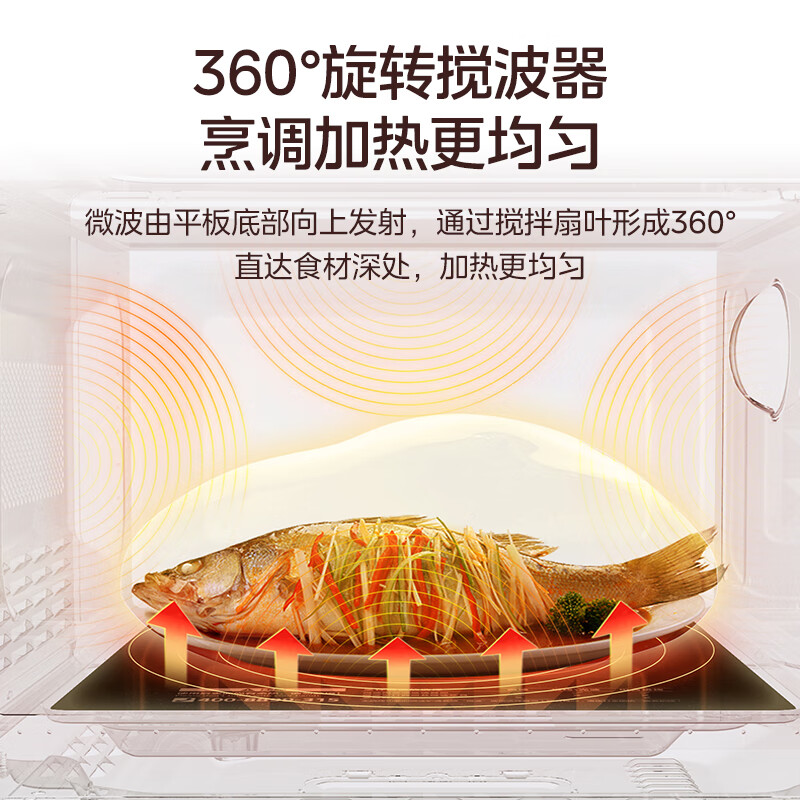 Midea flat-panel instant microwave oven with smart menu, one-click thawing and deodorization, baby food supplement menu is more considerate EM7KCGW3-NR