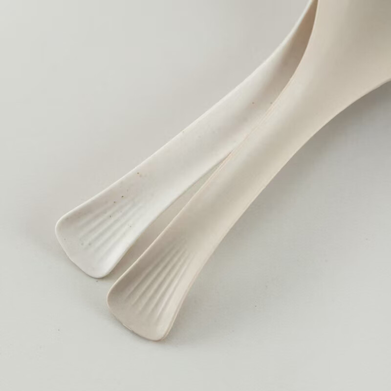 Hezhidao 12CM long small spoon disposable rice husk table spoon Chinese style thickened high temperature resistant household dessert spoon white dessert spoon 1 pack 60 pieces sealed package length about 12CM