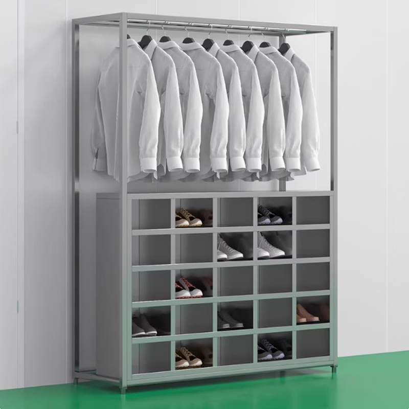 Baigang stainless steel clothes and shoes integrated cabinet dust-free and sterile purification workshop hangers factory workshop laboratory shoe cabinet coat and hat 201 clothes and shoes integrated 15-grid shoe cabinet