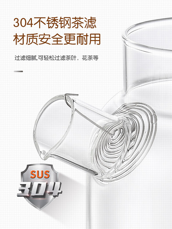 SUPOR Supor high borosilicate glass cold kettle cold kettle household heat-resistant high temperature large-capacity scented tea tea kettle set cold kettle 1.8L 1ml