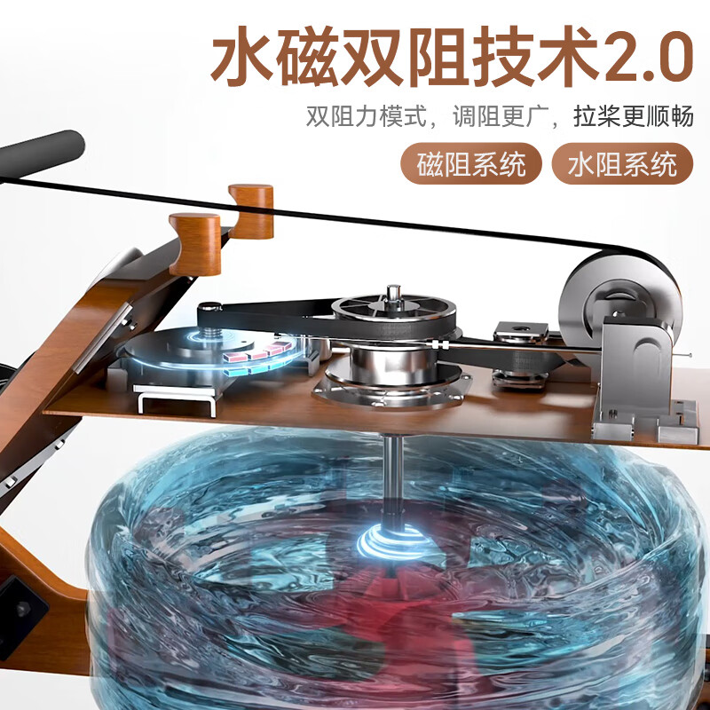 Shuhua (SHUA) rowing machine household water resistance magnetic control indoor sports fitness equipment water magnetic dual resistance adjustment foldable SH-R920 SH-R920 high-end wooden water resistance rowing machine