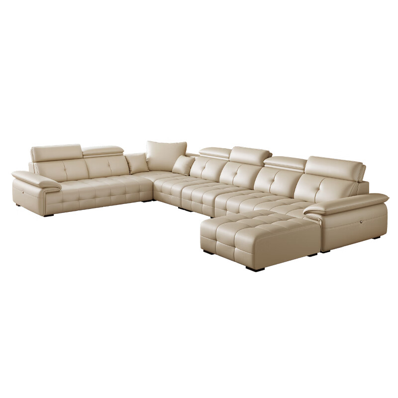 Oviyiqi state-subsidized leather sofa living room 2025 new large-sized first-layer yellow leather imperial concubine leather art sofa 3.1 meters multi-seater five-piece set newly upgraded frame-lifetime warranty deluxe version (contact surface) 2.4mm imported first-layer yellow leather