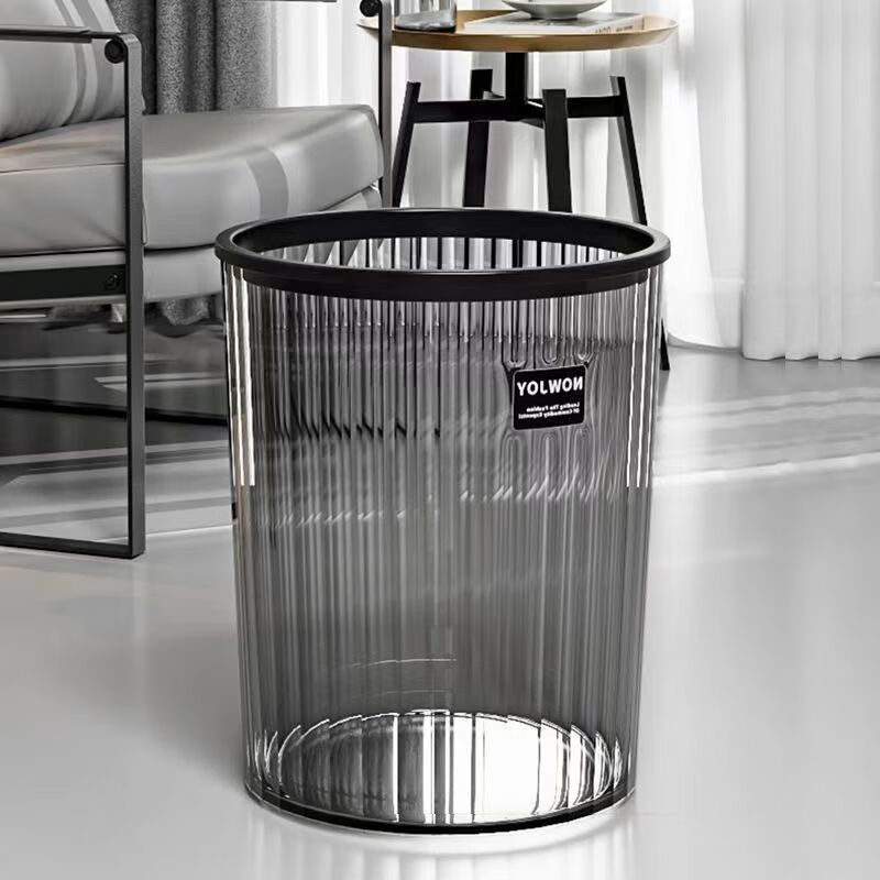 Room trash can household transparent light luxury living room large size bedroom kitchen bathroom office paper basket transparent flower bucket wise gray high-end transparent material waterproof and odor-proof thickened large transparent trash can with pressure ring 2 pack + garbage bag