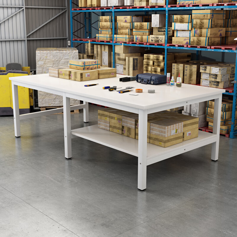 Factory workbench warehouse express packaging table packaging table workshop assembly line operating table cutting table large table default whitening frame + white surface