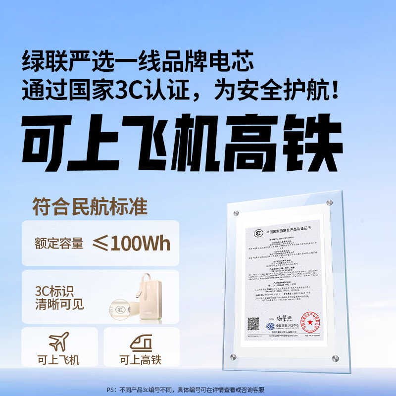 Green Alliance 3C certified, can be used on airplanes, power bank comes with 20000 mAh 30W fast charging, large capacity and compact mobile power supply, suitable for Apple iPhone 17, Xiaomi and Huawei