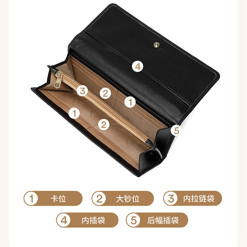 Scarecrow wallet women's long genuine leather 2025 new large capacity women's wallet first layer cowhide mobile phone clutch 10 card slots off-white 19*2.5*9.5cm 10 card slots