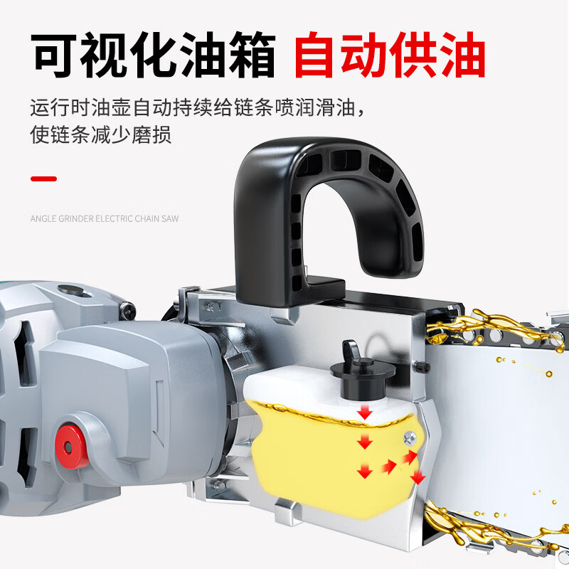 Lingmeng Yumengzhe angle grinder modified electric chain saw chain saw small handheld multi-functional woodworking cutting logging 12-inch luxury model + chain 2 + angle grinder AB