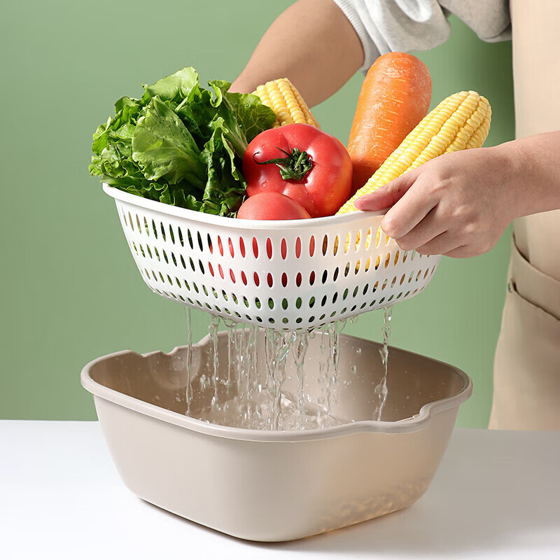 There are no high-quality vegetable washing baskets, drain baskets, double-layer fruit baskets, vegetable washing basins, kitchen water filter baskets, sieves, and vegetable cleaning tools.