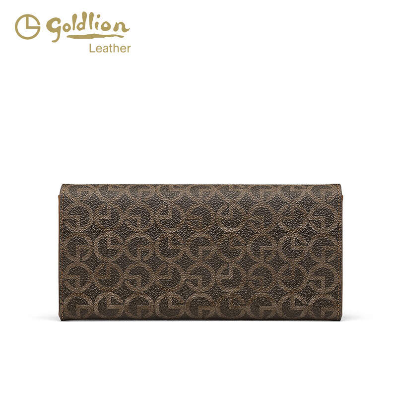 GOLDLION G+ goldlilai wallet women's 2025 new fashion versatile simple niche design long multi-card slot zipper card holder brown