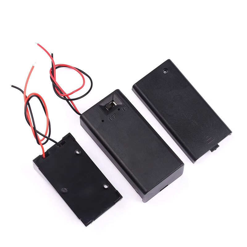 Zejie 9V12v battery buckle battery box T/I type 9 volt with cover and switch with 5.5*2.1 plug 6F22 square seat T type 9V battery buckle (5 pieces)