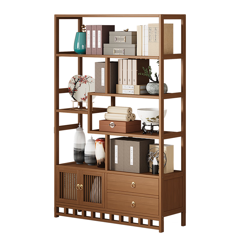 Sizhuge solid wood new Chinese style Bogu rack ornament display cabinet Duobaoge tea set partition tea storage storage shelf simple 80 simple style thickened and reinforced