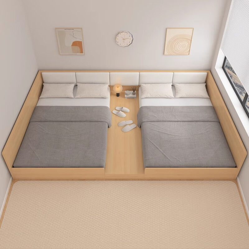 Qiuye Zhuifeng solid wood tatami children's bed second child family bed parent-child bed small apartment splicing large bed small bed widened platform combination 2 1.2 meters + 1.5 meters + matching thick mattress 2 urban area delivery