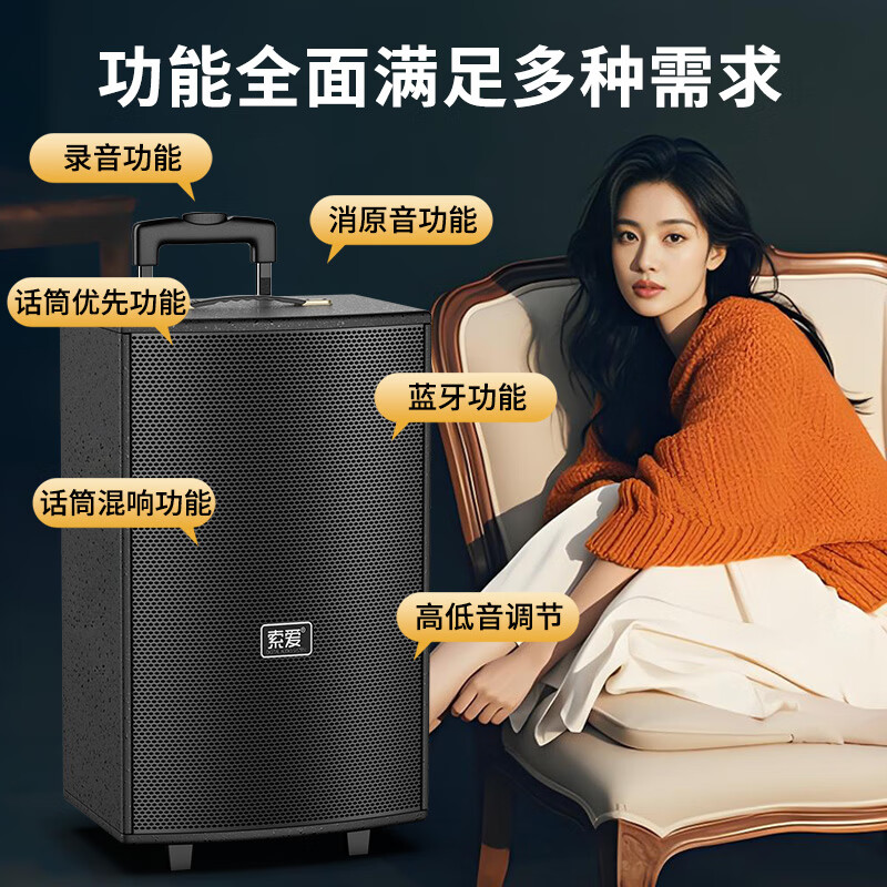 Sony Ericsson (soaiy) SA-X22L high-power heavy bass square dance electric acoustic guitar instrument speaker outdoor Bluetooth trolley speaker microphone stall speaker 12 inches