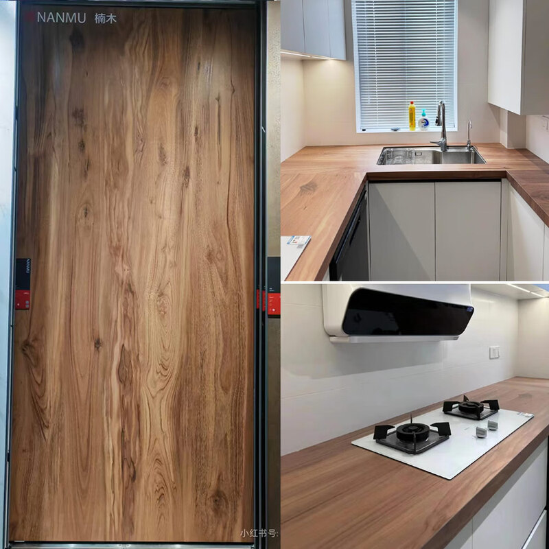 Oluo Xunsarin same color nanmu imitation wood grain slate kitchen countertop customized cabinets bar stove dining side customized Tiancheng nanmu (12 thick) price per linear meter