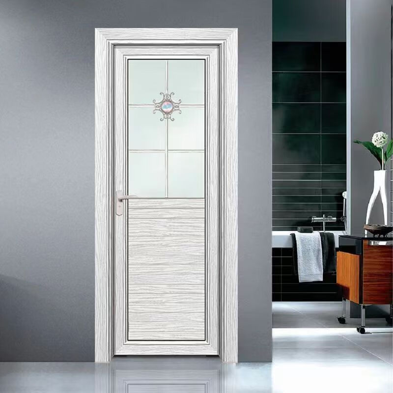 Titanium magnesium alloy toilet door flat door kitchen toilet bathroom door tempered glass kitchen and bathroom door customization single door leaf (model optional)