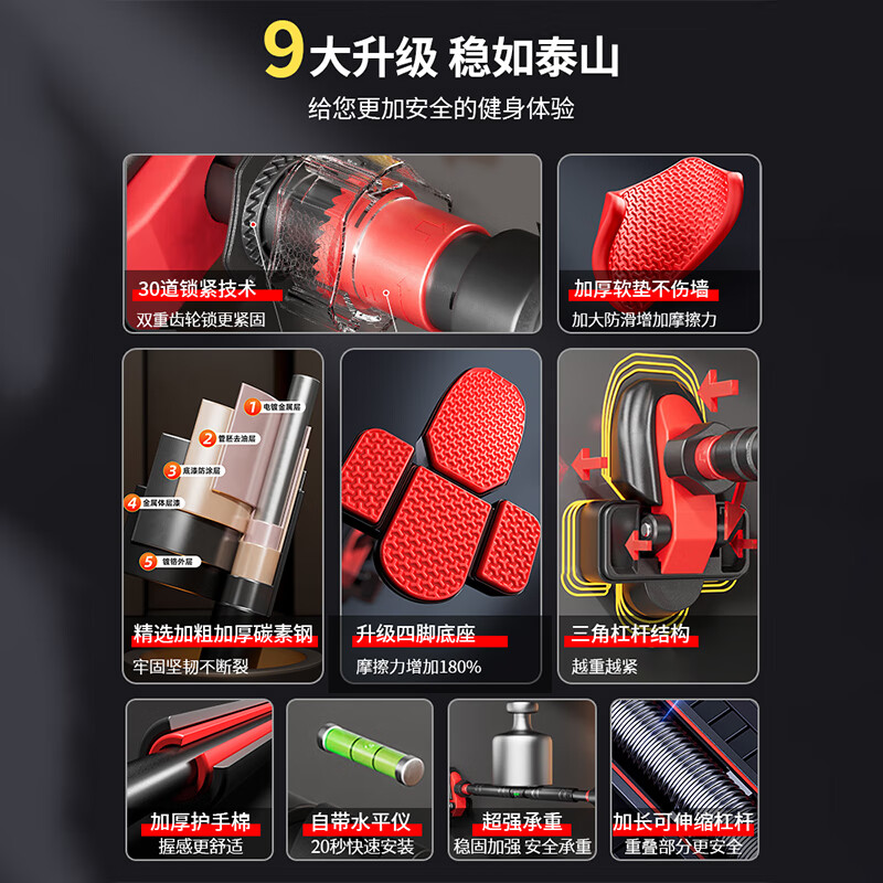 Xinyi Wanjia horizontal bar indoor pull-up home fitness wall door frame without punching children and adults training equipment upgraded four legs 95-120cm load bearing 2380 catties