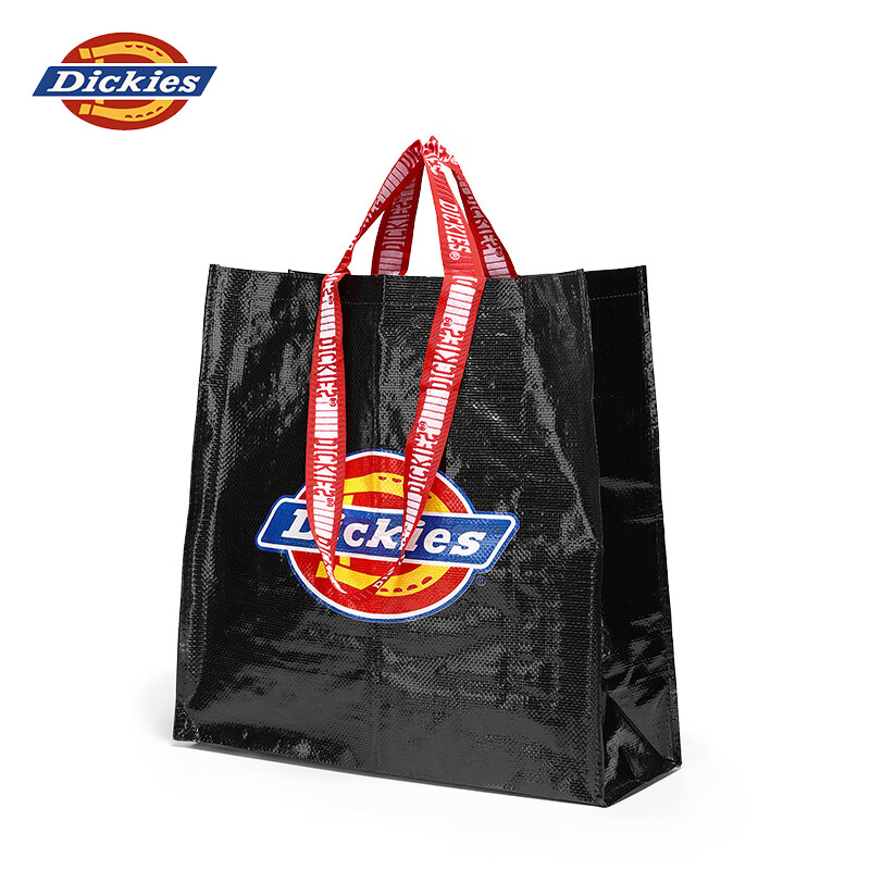 Dickies casual shoulder shopping bag woven bag portable snakeskin bag large capacity storage foldable environmentally friendly bag black