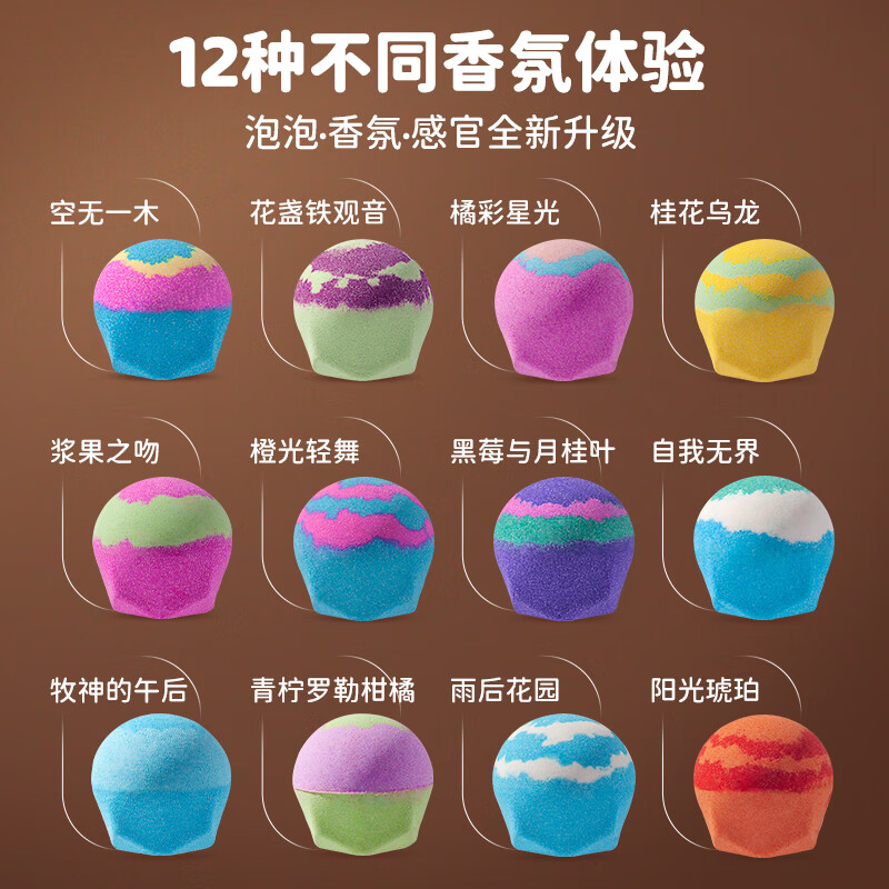 IYOKUJI CLUB Bath Ball Petal Milk Bath Bubble Bath Ball Women's Adult Special Bath Salt Ball Essential Oil Ball Bath Bath Ball Roselle Raccoon Bath Ball Gift Box 12 pieces -70g/piece