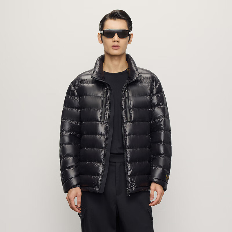 Govan Black Gold Goose Down Jacket Small Black Gold 5.0 Stand Collar Versatile 2025 New Men's Short Jacket Black XL