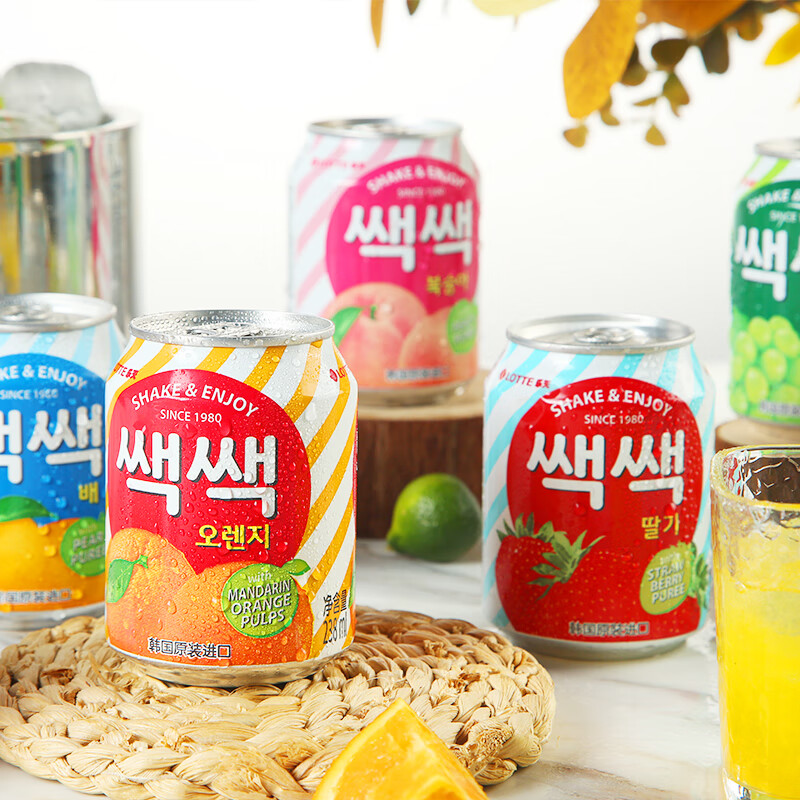 LOTTE Strawberry juice drink 238ml*12 cans, whole box, imported from South Korea