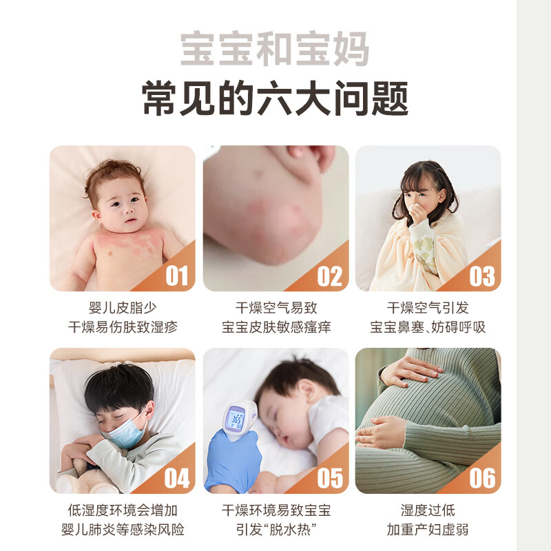 Airx Maternal and Infant Grade Fog-free Humidifier for Bedroom Home Office Pregnant Women and Infants Air Humidification with Water 800ml/h Humidification Volume H8