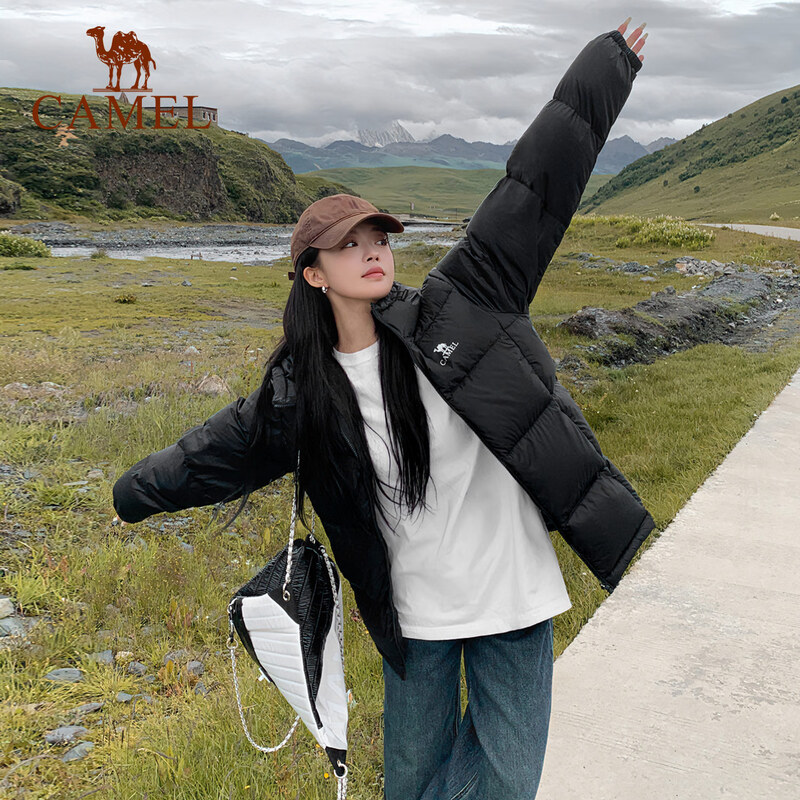 Camel (CAMEL) outdoor down jacket 600 puffs for men and women new short thick coat bread coat