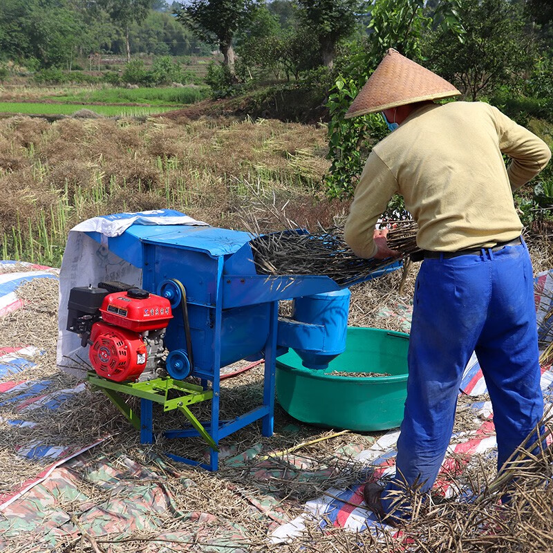 Fengxi household rape threshing machine, agricultural household soybean, sorghum and sesame new threshing machine, full feeding multi-functional wheat threshing machine, new type 50 threshing machine single machine without power
