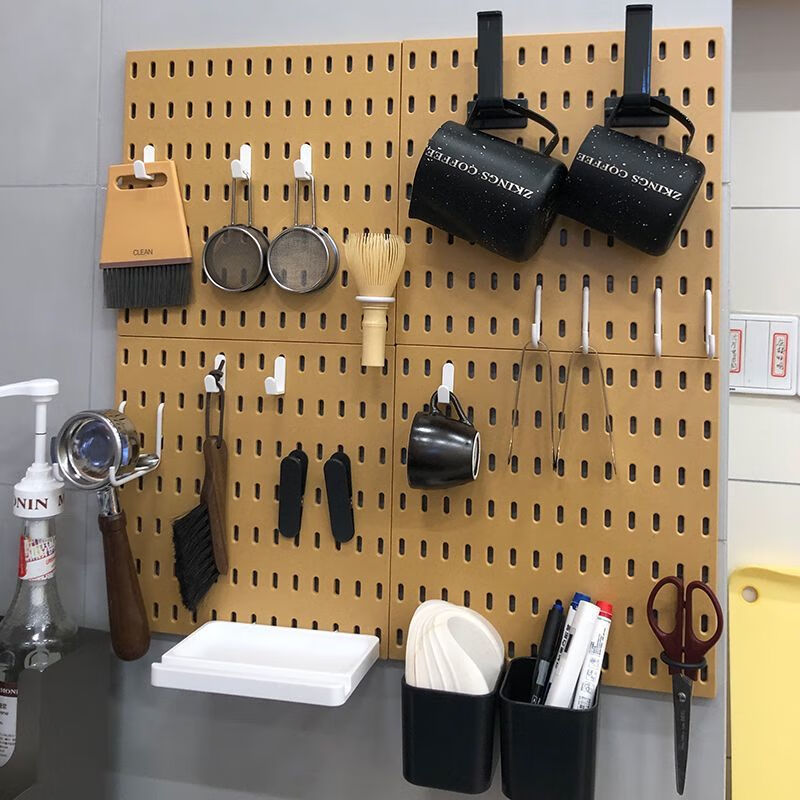 Vinoa universal color perforated board black accessories punch-free clip gaming room perforated board hook storage box basket black D hook