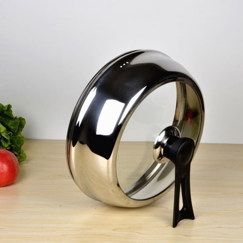 Meikejie plus high visibility stainless steel glass pot lid can stand up wok lid high arch thickened steamer lid notch flat mouth universal 30 (two-color handle) apple lid