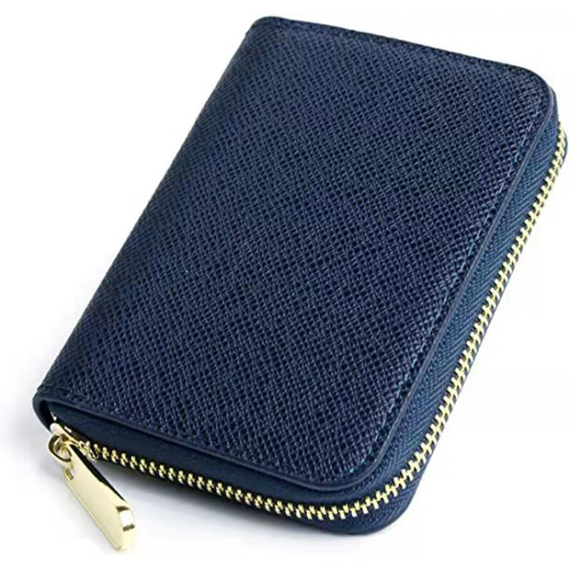 Casa-kups new cross pattern short zipper small wallet female students men's card holder coin purse trend new #sheepskinwoven black