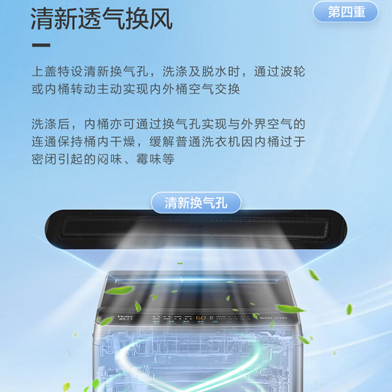 Haier pulsator washing machine 8KG fully automatic household 25-year new product丨Direct drive frequency conversion + first-level energy efficiency + seven-dimensional shock absorption + one-button smart washing + bacteria mite removal XQB80-BZ20X0