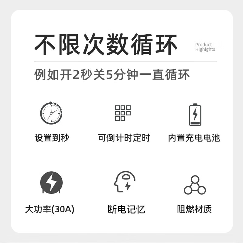 Infinite cycle timer switch timer 220V single and double fully automatic gap cycle controller 380V 220V household electricity 30A (no battery replacement required)