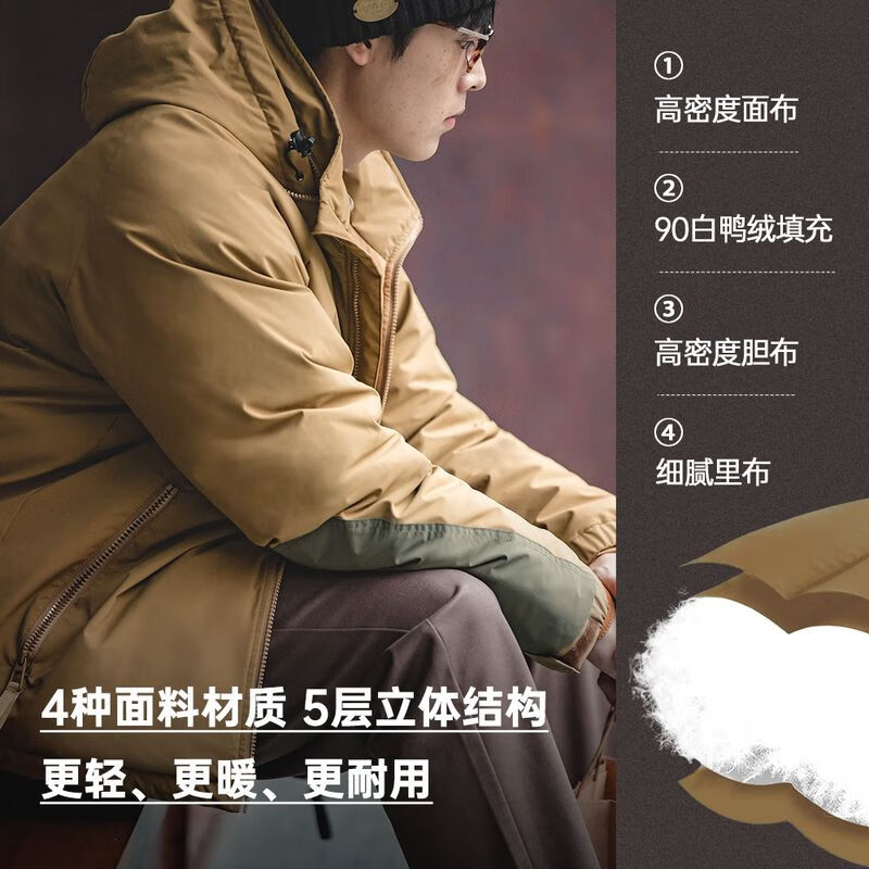 Madden Workwear American Retro Hooded Down Jacket Men's Autumn and Winter Thickened Warm Jacket 90 White Duck Down Men's Coldproof Clothes Dark Gray Down Jacket Men's/Winter Coat Men's/2025 Latest Style L (140-155 catties)