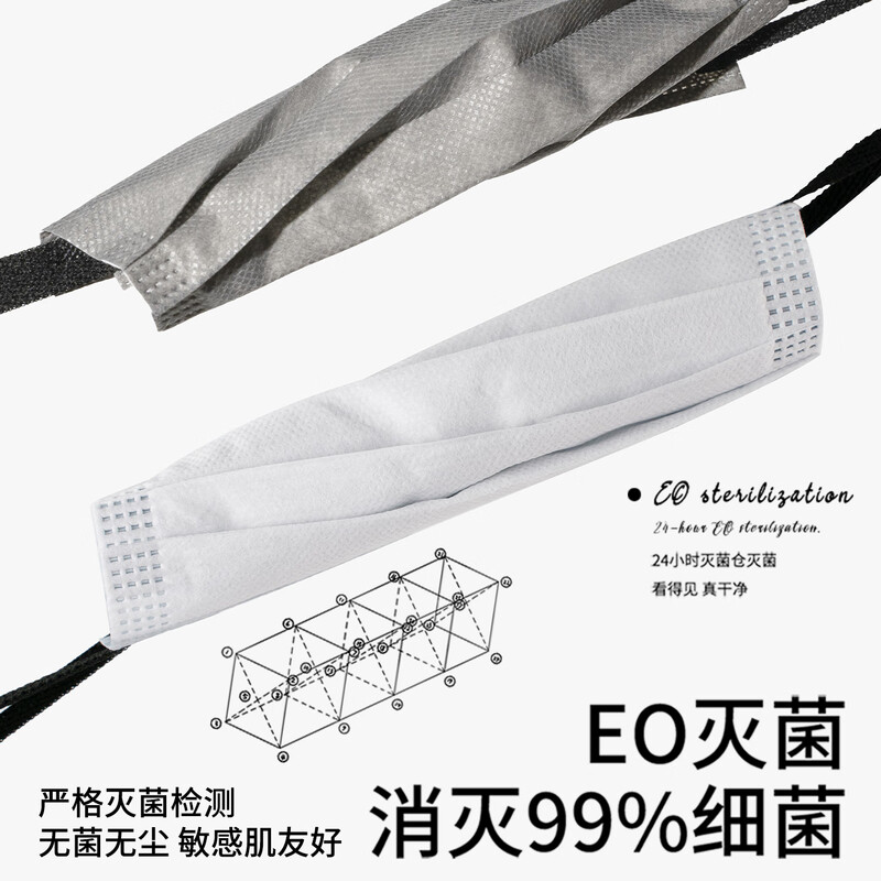 Runmi Bio Gray Medical Surgical Mask Disposable Adult Hypoallergenic Independent Pack Latte Gray 50 pieces/box