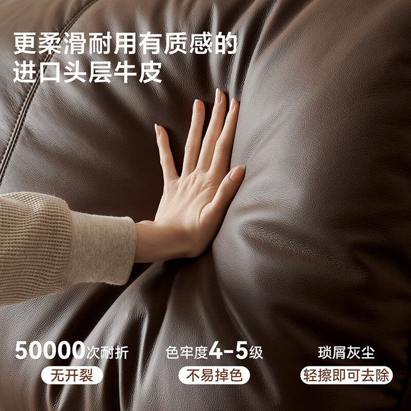 Quanyou Home Italian-style leather bed elephant ear head layer cowhide art bedroom home 1.8x2 meters double bed wedding bed