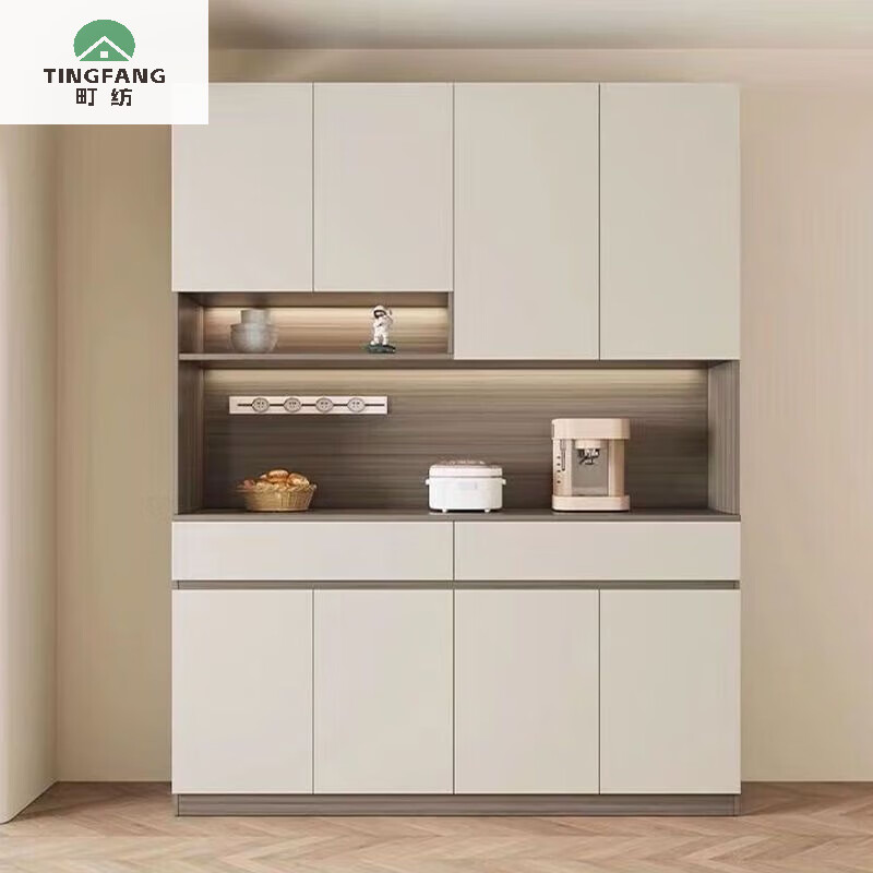 Dingfang 2025 new solid wood sideboard living room light luxury cabinet home wine cabinet multi-functional large capacity combination storage cabinet a solid wood two-door丨80*230*40Cm self-installation