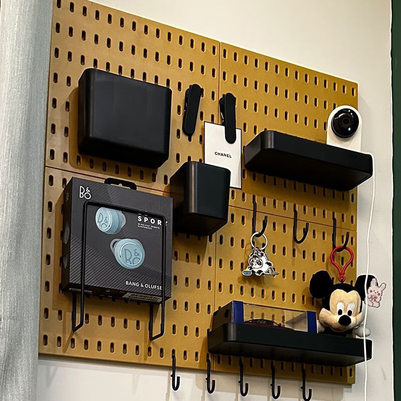 Vinoa universal color perforated board black accessories punch-free clip gaming room perforated board hook storage box basket black D hook