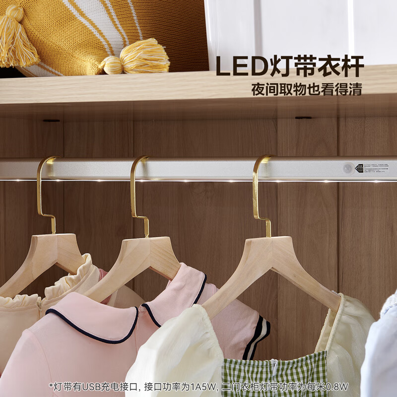 Quanyou Home Children's Wardrobe Simple Partitioned Storage Cabinet LED Smart Light Bedroom Storage Cabinet High-Looking Wardrobe