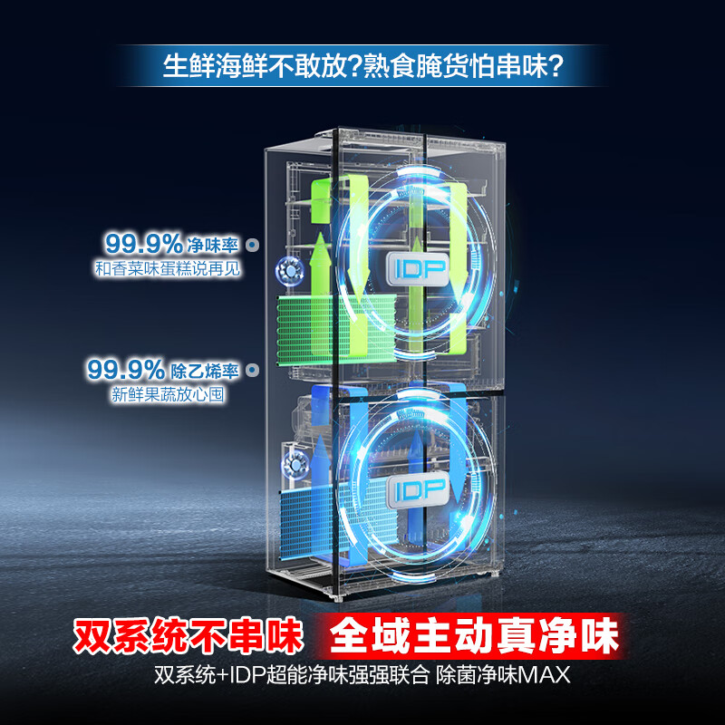 Rongsheng World Cup customized Sugar Cube 505 machine king double purification dual system cross four-door ultra-thin embedded refrigerator home automatic ice making first-level energy efficiency national subsidy BCD-505P60CZNAD Weaver Gray