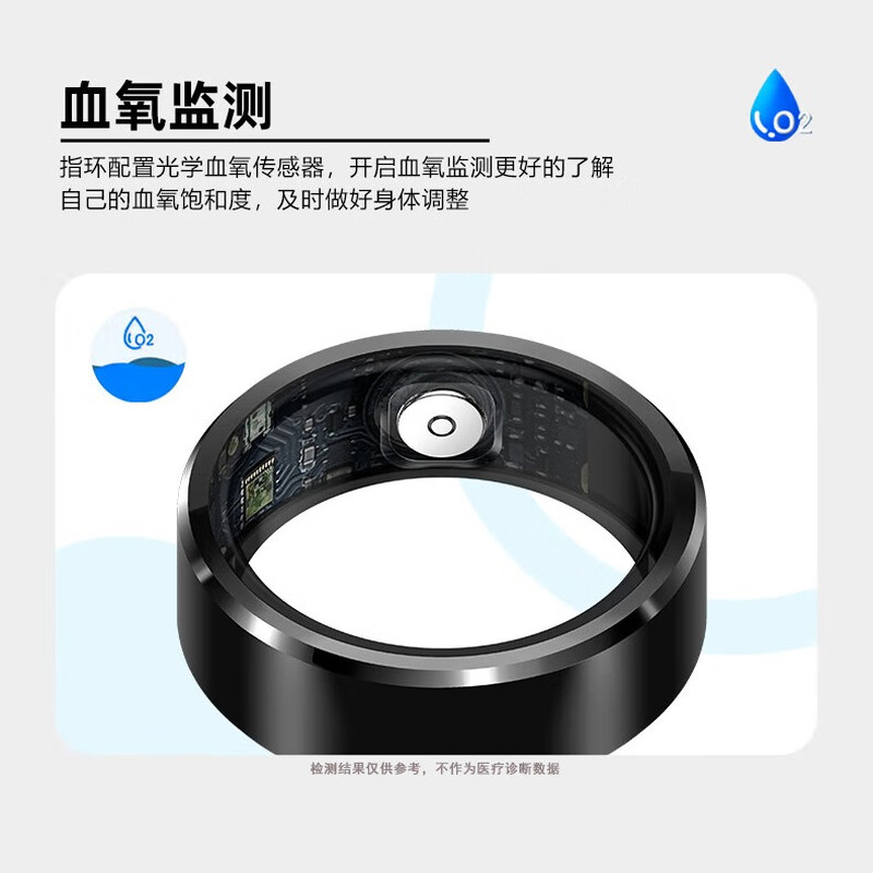 NUIBC smart ring Ring blood sugar blood pressure trend heart rate blood oxygen sleep black technology smart ring sports step counting waterproof care Huawei Samsung Xiaomi Huawei mobile phone universal black size 12 finger circumference 67.2mm recommended 85-90kg