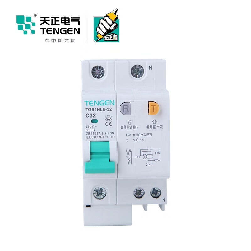 Tianzheng air switch with leakage protector TGB1NLE household circuit breaker 220 leakage protection air conditioner 2P32a63a 100A 2P