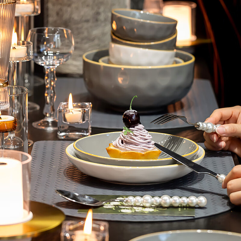 Banshu bowl and dish set household light luxury high-end appearance ceramic housewarming 2025 new gift bowls, plates, chopsticks, bowls and tableware, 18 pieces for 4 people, soup bowl gift box, free replacement if damaged