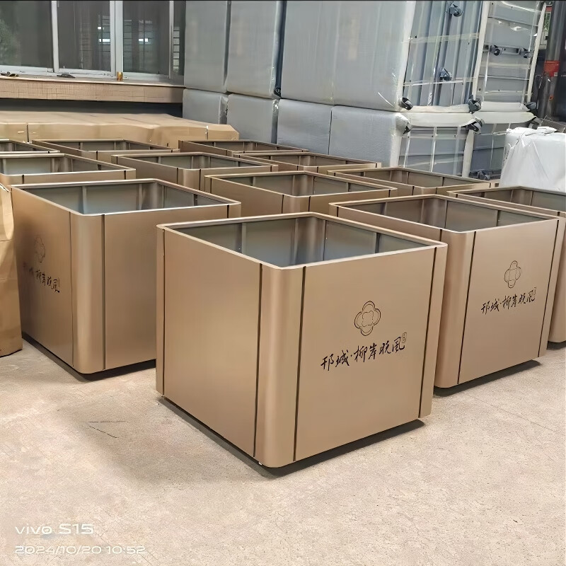 Outdoor stainless steel flower box combination square flower pool sample house display center flower trough flower pot commercial street iron art 60*width 40*height 50cm-galvanized sheet