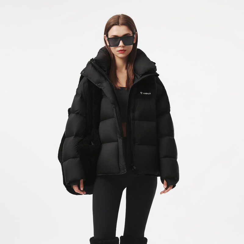 Tambor Puff Down Jacket Women's Short Hooded Silhouette Winter Warm Jacket 5530338Z Black 165